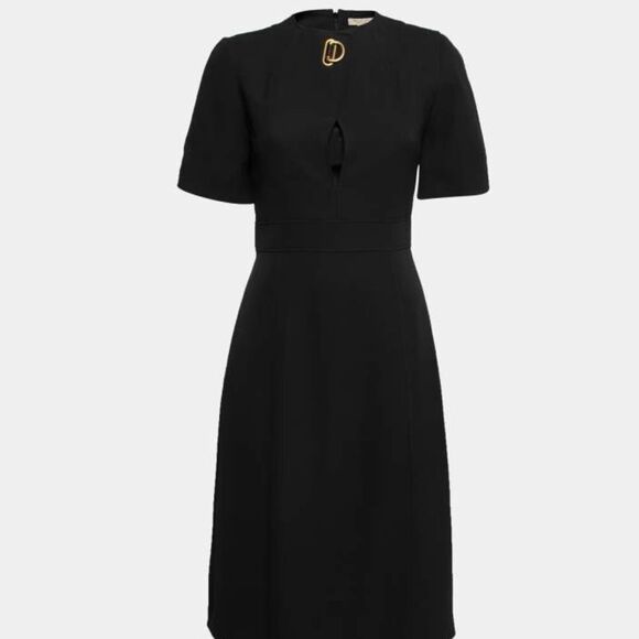 Burberry Mini Dress Size 10 Black D-Ring Detail Silk Wool Short-Sleeve - Picture 1 of 16